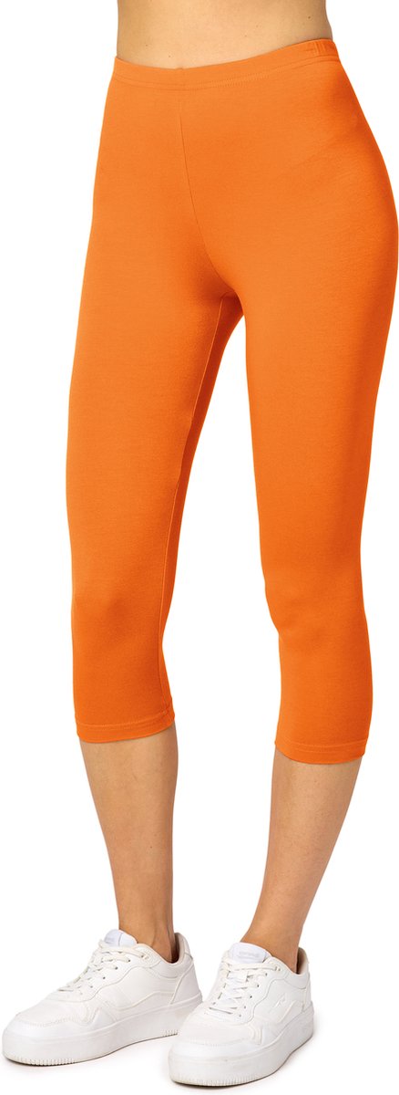 Merry Style MS-MS10-144-LE Dames Capri Leggings - Sport - Vrijetijdsbroek - 3/4 Lengte - Viscose - Sporbroek - Yogabroek - Oranje - S