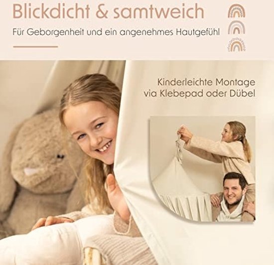 lilimaus Betthimmel [BEIGE] - Baldachin Kinderzimmer aus 100% Baumwolle Musselin Handmade für