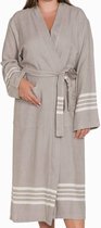 Hamam Badjas Krem Sultan Taupe - L - unisex - hotelkwaliteit - sauna badjas - luxe badjas - dunne zomer badjas - ochtendjas
