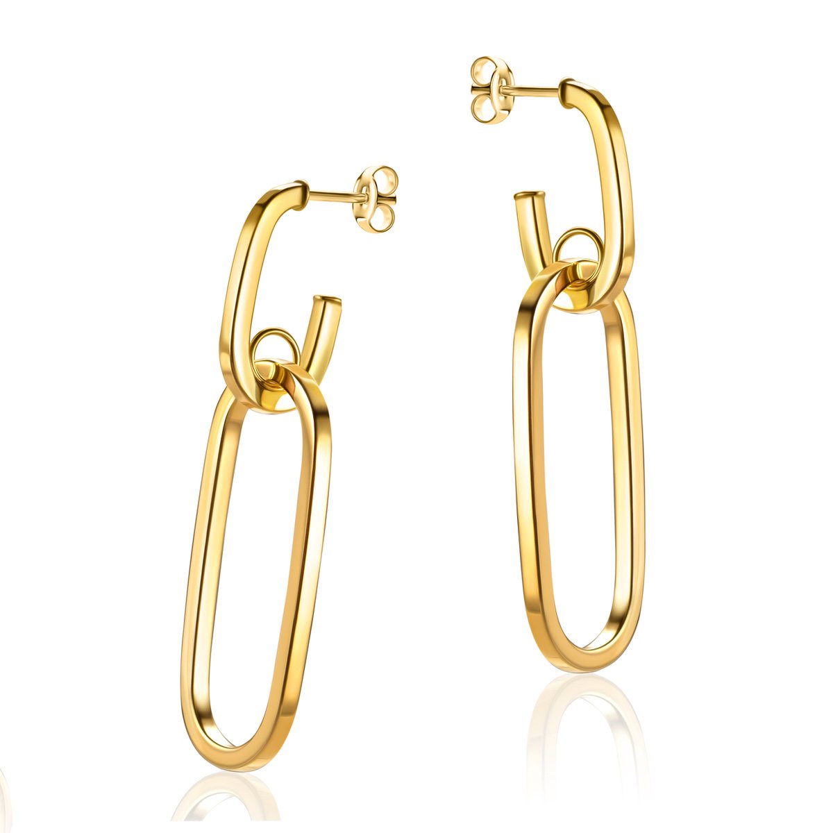 Miore Pure Oorbellen Dames - 9 Karaat - Kleur Geelgoud - Oorhangers - 15.5 mm