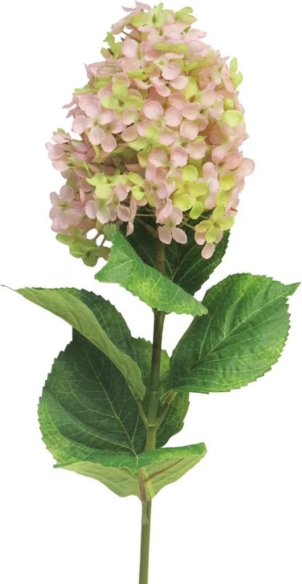 Bellatio Design Kunstbloem Pluimhortensia/hydrangea XL - 85 cm - losse steel - kunst zijdebloem - lichtroze
