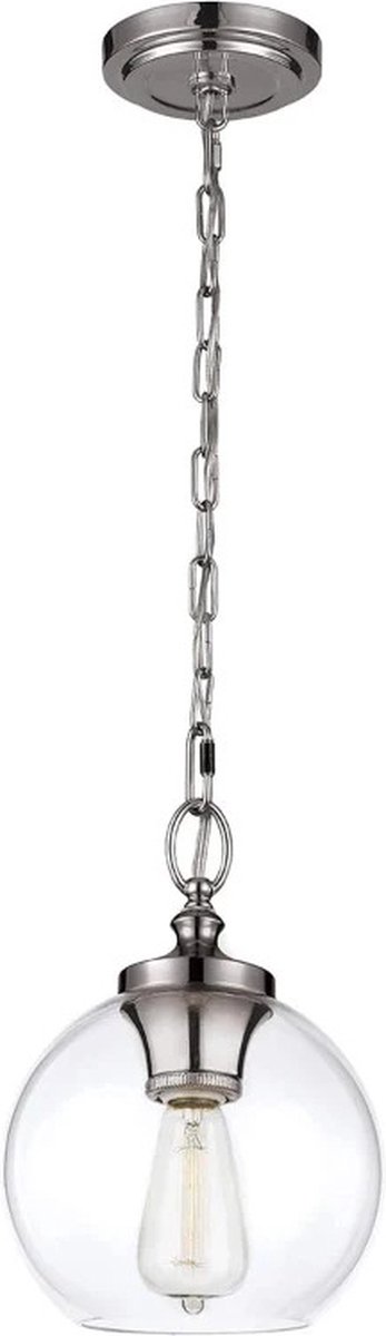 Landelijke Hanglamp - Steady Lighting - Glas - Landelijk - E27 - L: 21.6cm - Voor Binnen - Woonkamer - Eetkamer - Zilver