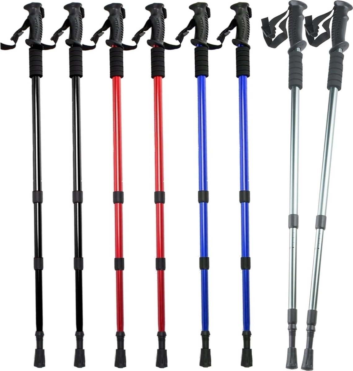 Telescopische Nordic Walking stokken 100-135 cm verstelbaar - Aluminiumlegering - Anti-shock - Blauw/Zwart