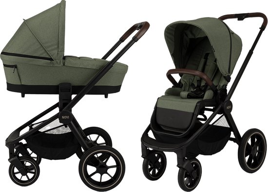 Novi Baby Nena Pro Kinderwagen - 2-in1 Kinderwagen - Groen Melange - Geschikt vanaf de geboorte tot 22kg