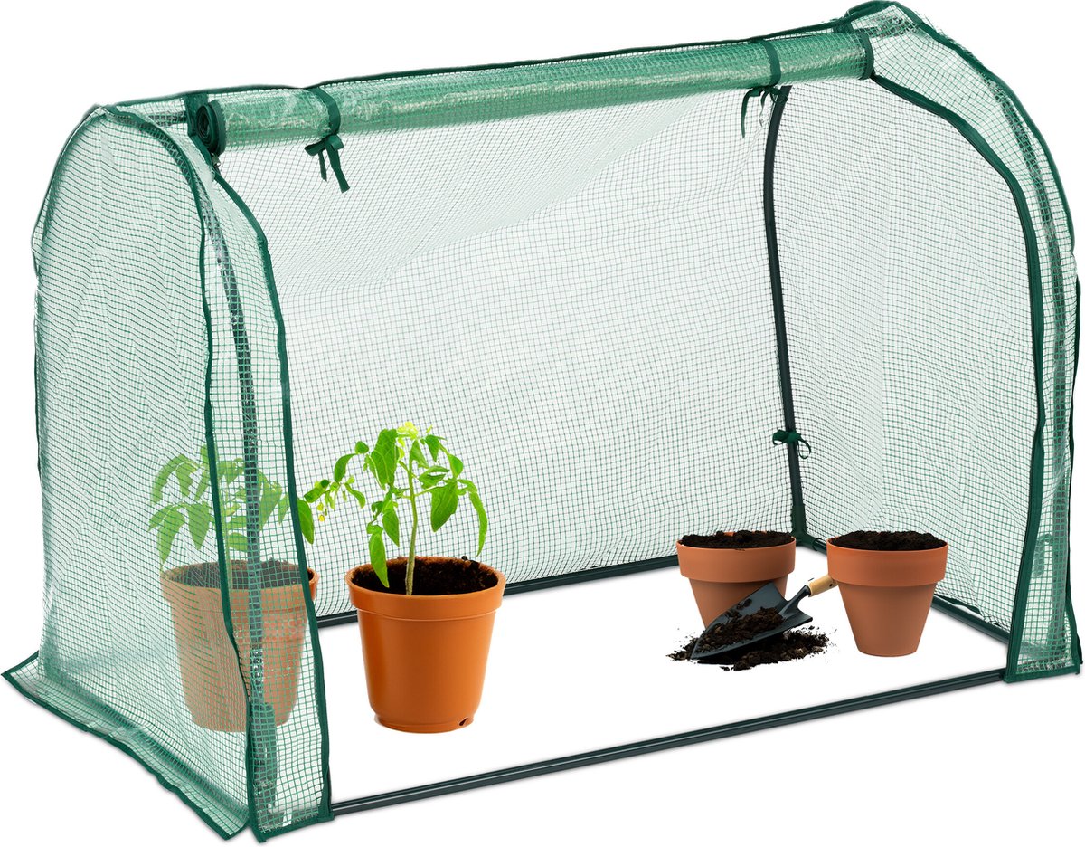 Relaxdays tuinkas folie met deur 80 x 113 x 70 cm kweekkas balkon voor moestuin