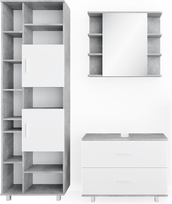 Vicco Meubles Bain Ilias, Béton, 4 Parties