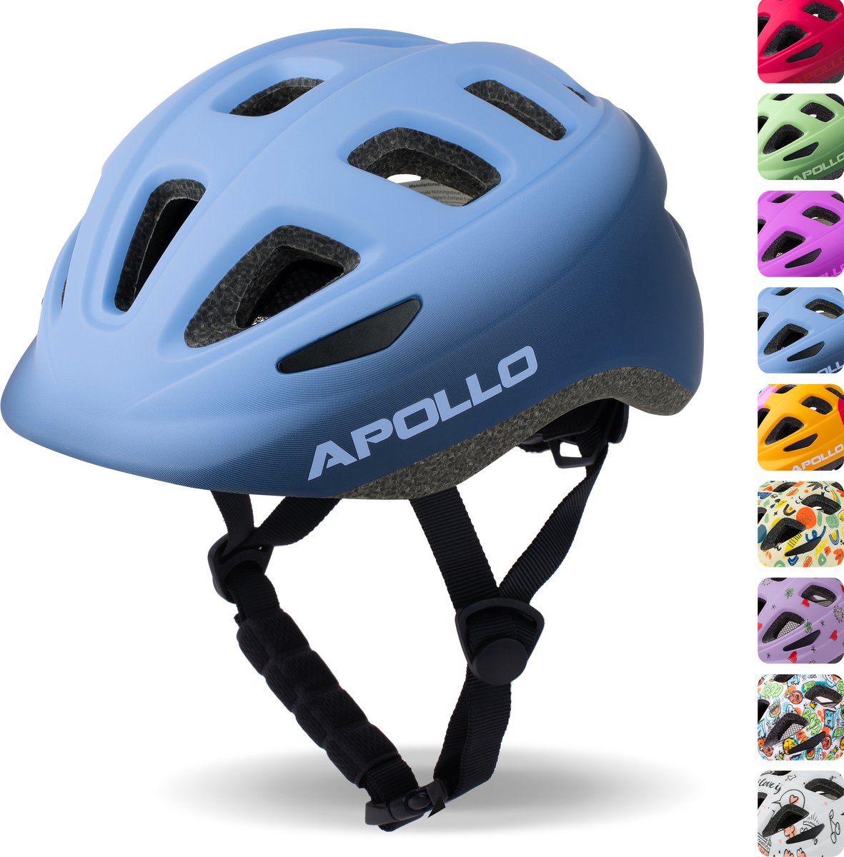 Apollo kinder fietshelm, helm voor kinderen & tieners, multisport helm, fietshelm voor meisjes, fietshelm voor jongens, kinderhelm vanaf 3 jaar, verstelbare kinderhelm