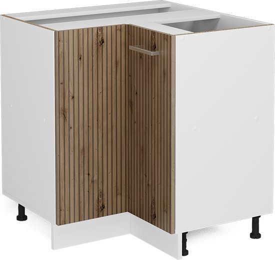 Vicco Armoire d'angle R- Line, Chêne artisanal/ Wit, 75,6 cm sans plan de travail