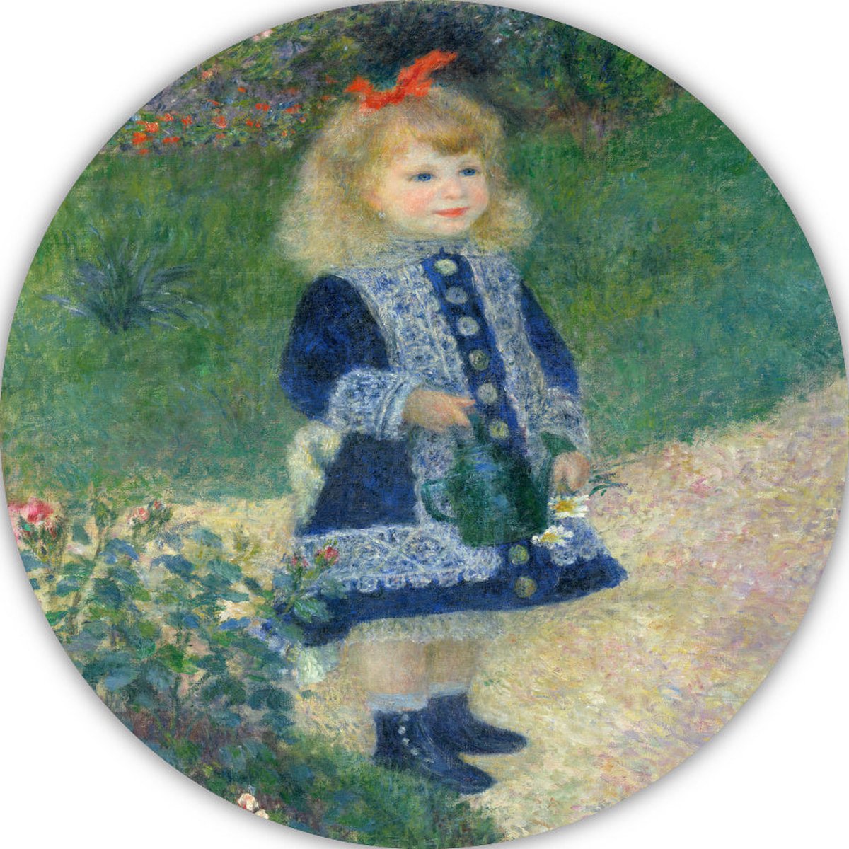 Een meisje met een gieter - Pierre-Auguste Renoir wanddecoratie rond - Meisje wanddecorati