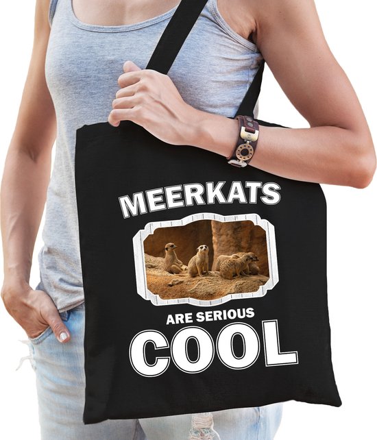 Dieren stokstaartje katoenen tasje
