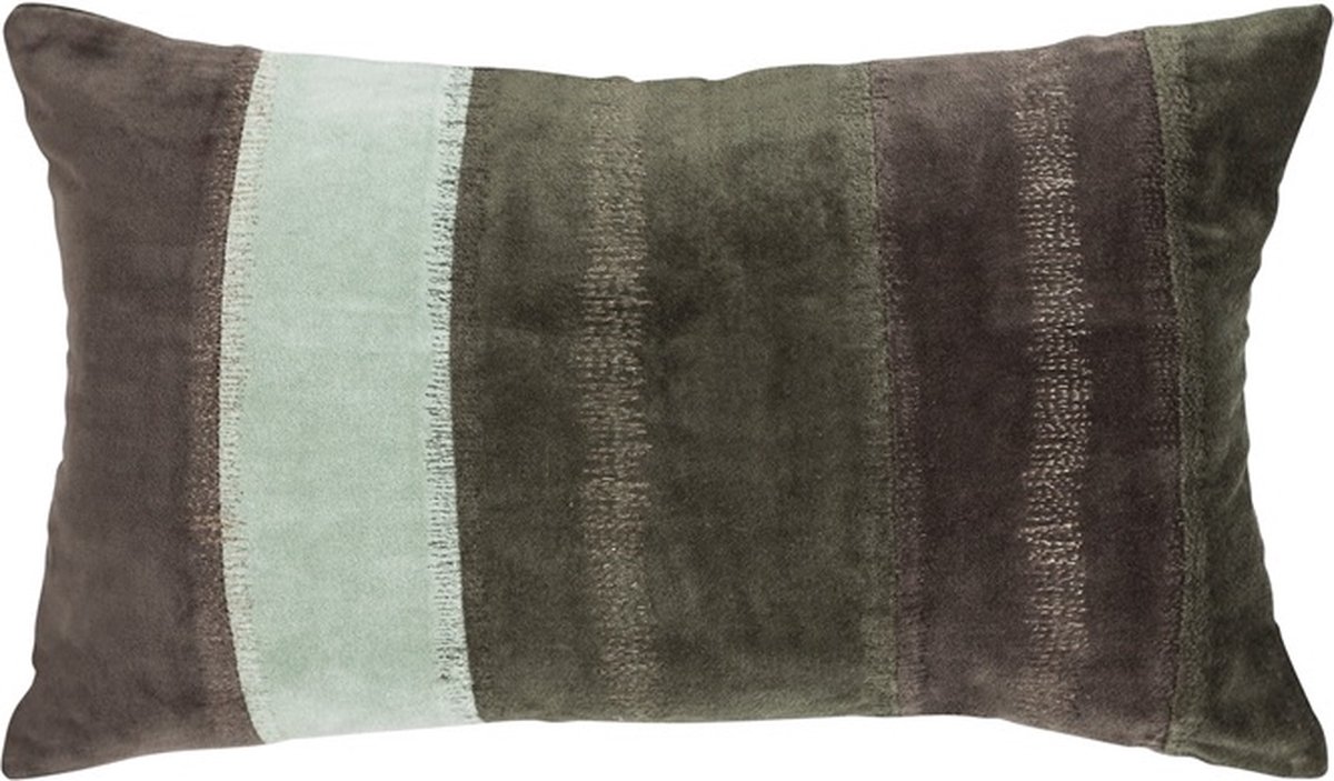 Linen & More Velvet Stripe Forest Groen Min Kussen | 30 X 50 | Sierkussen Voor Woonkamer Of Slaapkamer