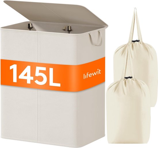 Lifewit Wasmand 3 Gedeeltes, 120 L Wasmand met Legplank en Dubbele Uittrekbare Uitneembare Zakken, Wassorteerder voor Waskamer Slaapkamer Badkamer Slaapzaal, Zwart Lifewit Wasmand 3 Gedeeltes, 120 L Wasmand met Legplank en Dubbele Uittrekbare Uitneembare Zakken, Wassorteerder voor Waskamer Slaapkamer Badkamer Slaapzaal, Zwart