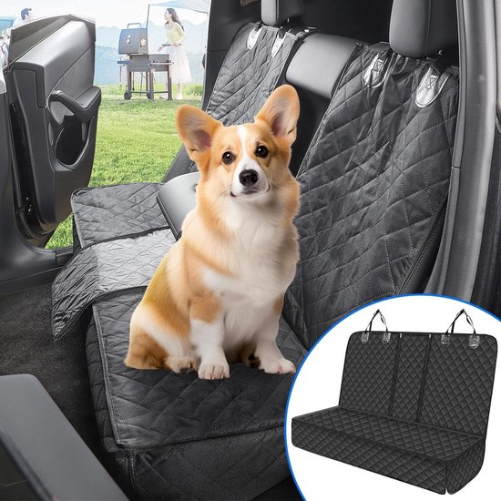 KYG Autobeschermhoes, honden-autostoelbekleding voor achterbank met 1 hondenveiligheidsgordel, krasbestendig & waterdicht hondenkleed auto achterbank voor de meeste auto's, vrachtwagens, SUV's 132 x