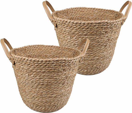 Rotan opbergmand, handgeweven fruitmand met handgrepen, rieten serveermand, broodmand, decoratieve manden om te organiseren, set van 2