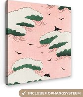Tableau Peinture Japonais - Vogel - Nuage - Vintage - 90x90 cm - Décoration murale