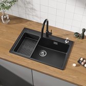 CECIPA 70X45 Spoelbak Keuken - Spoelbak Met Zeepdispenser - Multifunctionele Spoelbak - Spoelbakken Keuken - Wasbak met waterafvoersysteem -