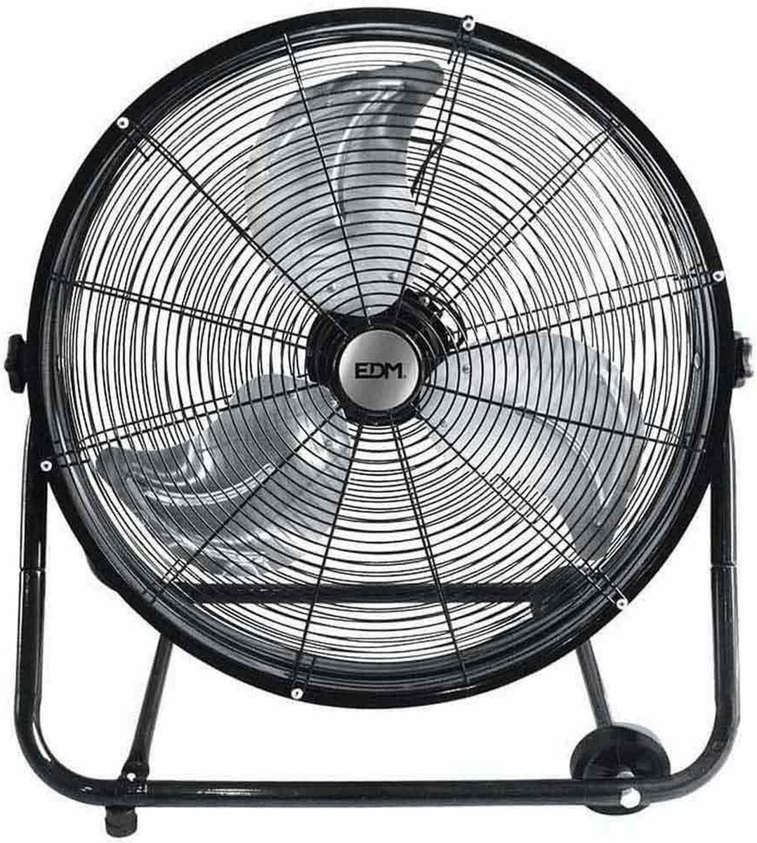 EDM Industriële Vloerventilator XXL - 60 cm - 3 Standen - 180W - Met wieltjes - Super Krachtige Ventilator - Extra Sterke Luchtkoeler - Ventilator Staand - Box Ventilator Metaal - Zwart