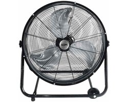 EDM Industriële Vloerventilator XXL - 60 cm - 3 Standen - 180W - Met wieltjes - Super Krachtige Ventilator - Extra Sterke Luchtkoeler - Ventilator Staand - Box Ventilator Metaal - Zwart