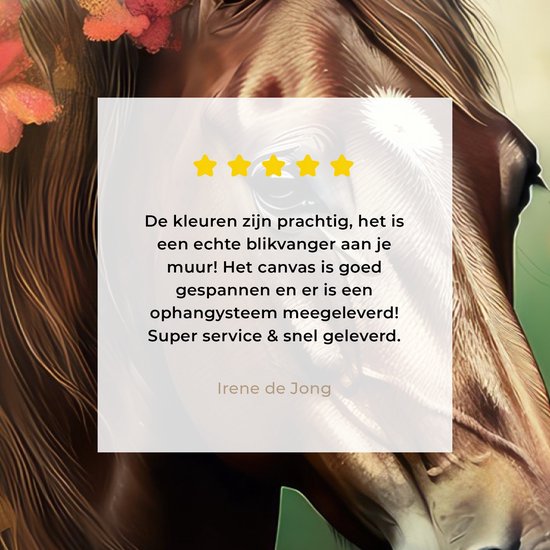 Canvas schilderij 180x120 cm - Wanddecoratie kinderkamer Paard - Bloemen - Natuur - Dieren - Bos - Oranje - Muurdecoratie babykamer - Kamer decoratie voor jongens en meisjes - Baby accessoires - Schilderijen