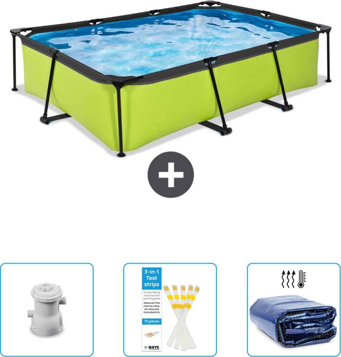 EXIT Rechthoekig Lime Frame Zwembad – 300 x 200 x 65 cm – Inclusief Pomp – Testrips – Solarzeil – Nu extra voordelig EXIT Rechthoekig Lime Frame Zwembad – 300 x 200 x 65 cm – Inclusief Pomp – Testrips – Solarzeil – Nu extra voordelig