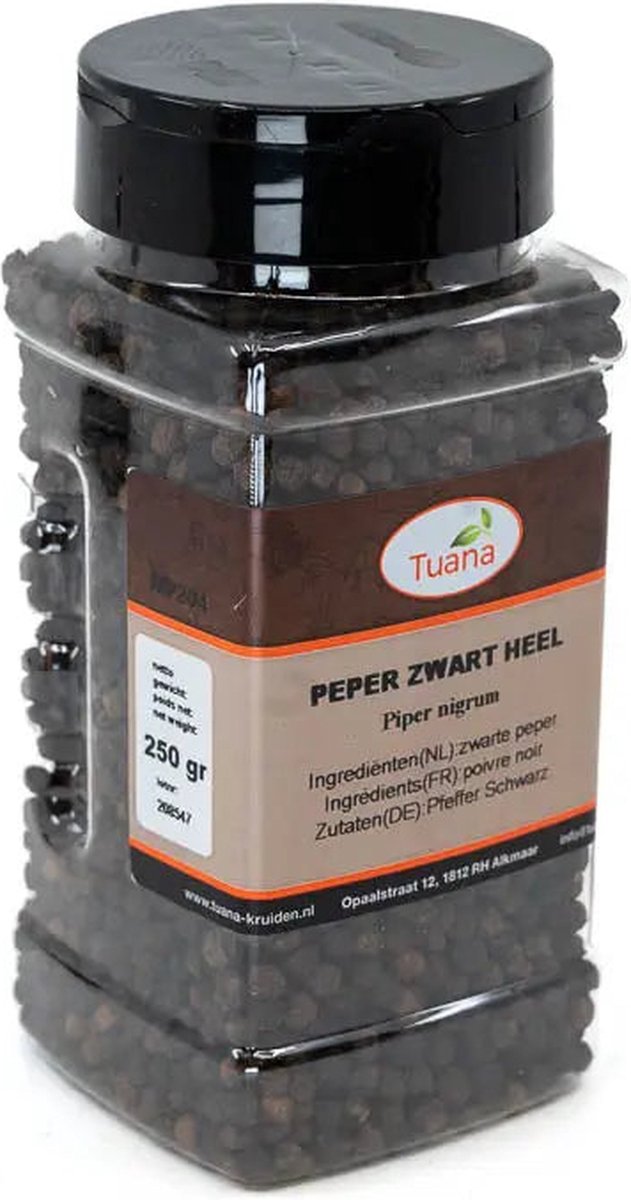 Goedkoopste Tuana Kruiden - Zwarte Peper (heel) - Strooibus 170 Gram - MP-P-0018