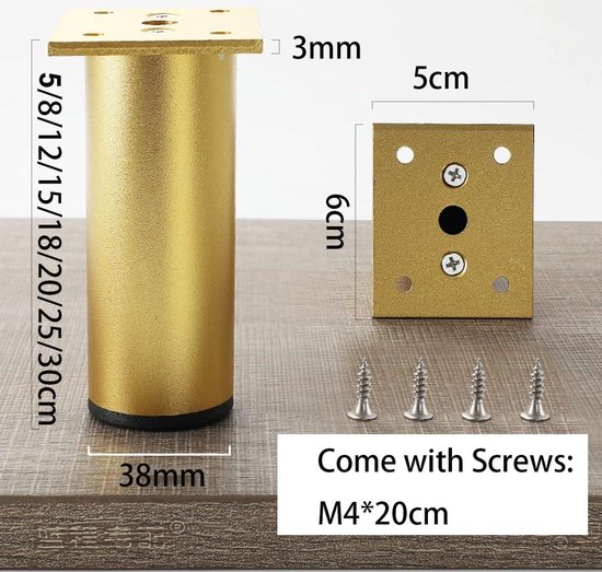 Hyever Gouden meubelpoten, ronde metalen broodpoten, zware kasten