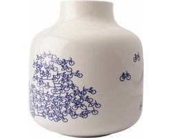 Fietsvaas nr.3 - 20 cm - Heinen Delfts Blauw - Bloemenvaas - Delfts Blauw vaas - Relatiegeschenk - Fietsen - cadeau vrouw