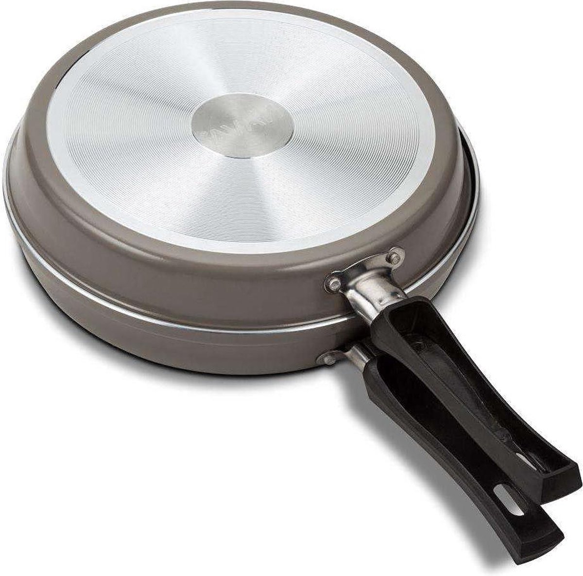 Dubbele pan met handvat - 25 cm diameter - dubbelzijdige braadpan voor pannenkoeken omeletten - vaatwasmachinebestendig - geschikt voor gas elektrische keramische en halogeenfornuizen