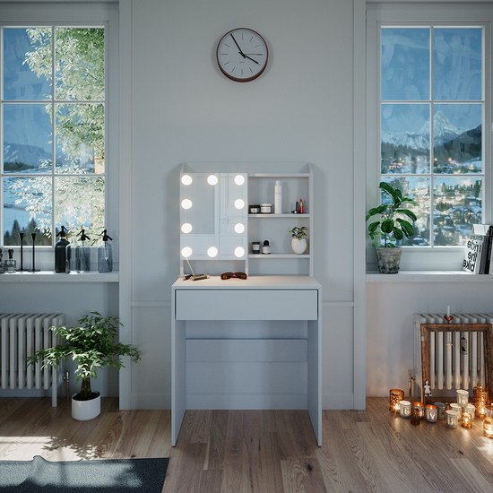 Vicco Ania Kaptafel met licht - 80 cm met LED-verlichting Wit Vicco Ania Kaptafel met licht - 80 cm met LED-verlichting Wit