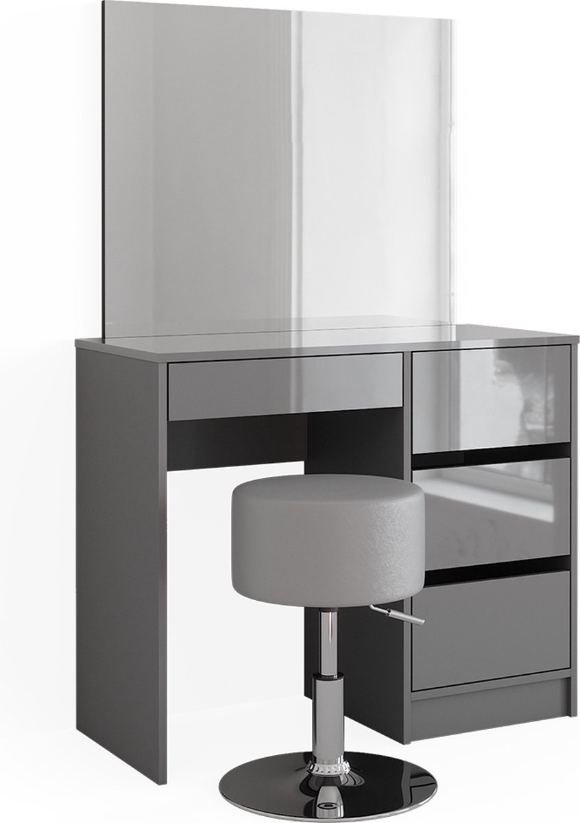 Vicco Kaptafel Sherry, Grijs, 90 cm met spiegel en kruk