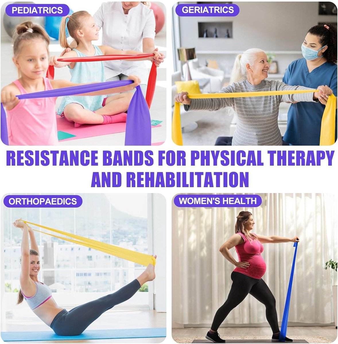 Fokky Fitnessbanden, set met 4 niveaus, weerstandsbanden met deuranker, handgrepen, beschermhoes, draagtas en trainingshandleiding, optrekbanden voor stretching/yoga/pull-ups/krachttraining
