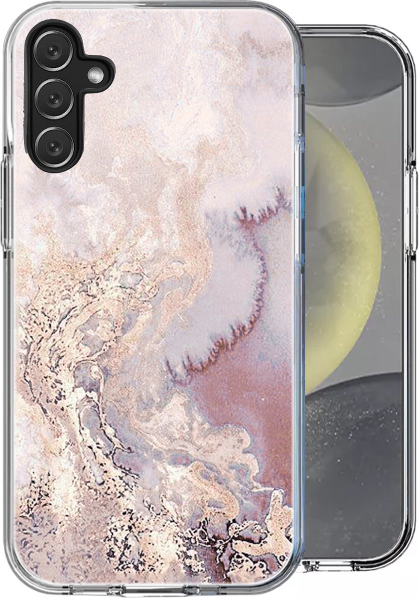 Hoesje geschikt voor Samsung Galaxy S24 Plus - Back Cover Marmer Siliconen Case Roze