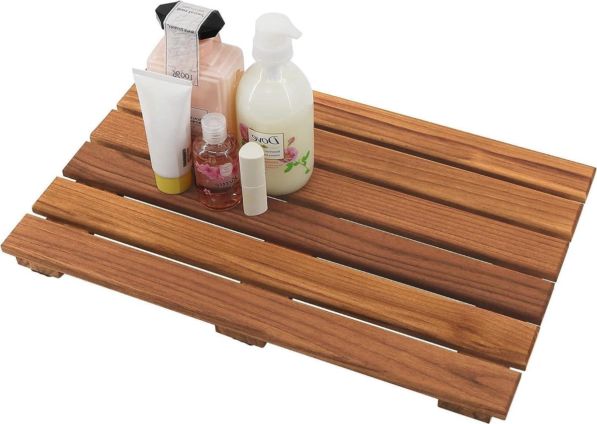 Teakhouten douchemat antislip - badmat luxe spa-mat - houten mat voor badkuip - 508 x 33 cm