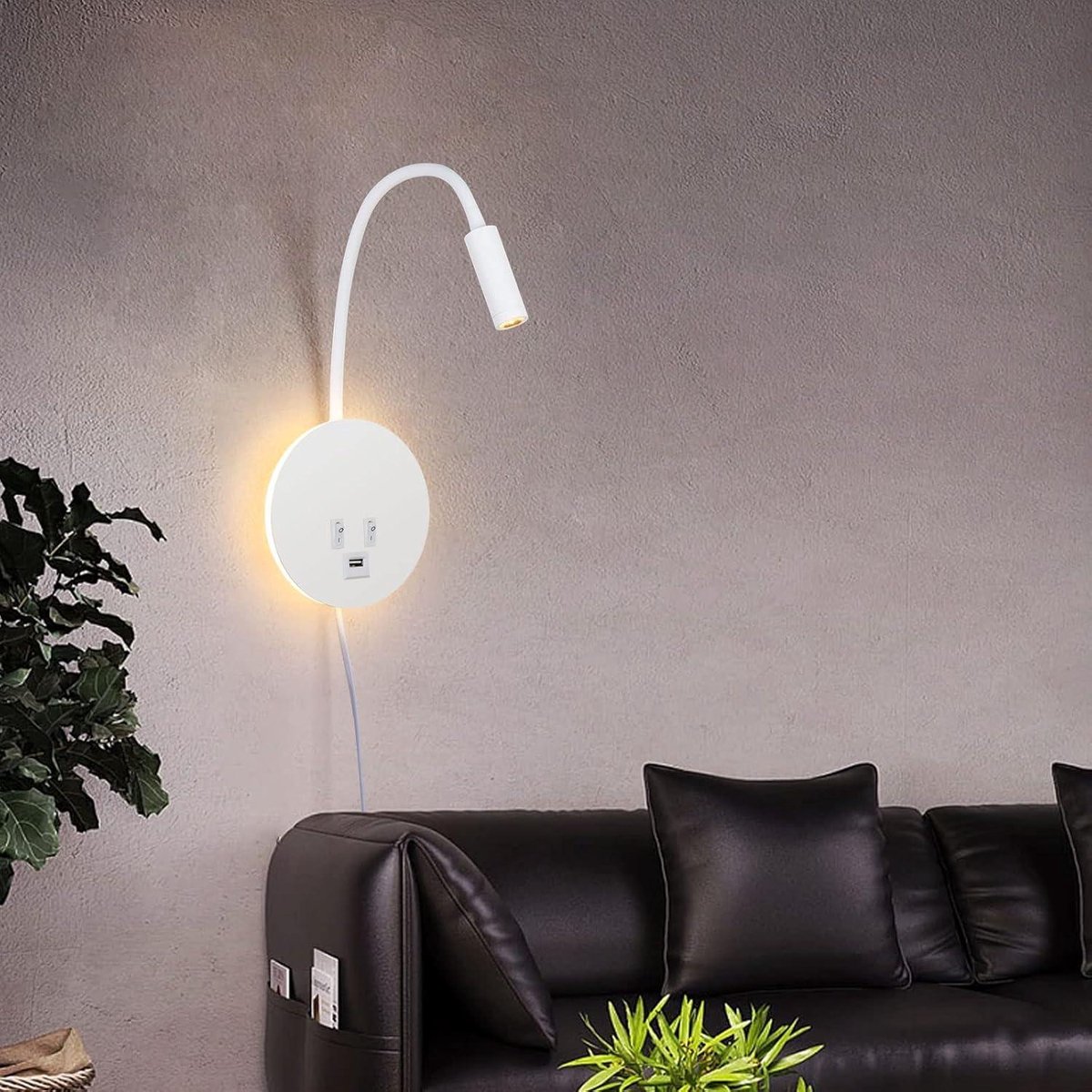 Zwanenhalslamp, LED-lamp met aluminium zwanenhals wandmontage, leeslamp voor slaapkamer, kantoor, warm wit, 100-200LM / 3000K / 3W / 100-240V-LED, lichtuittredehoek: 30°, lengte: 28cm (zilver