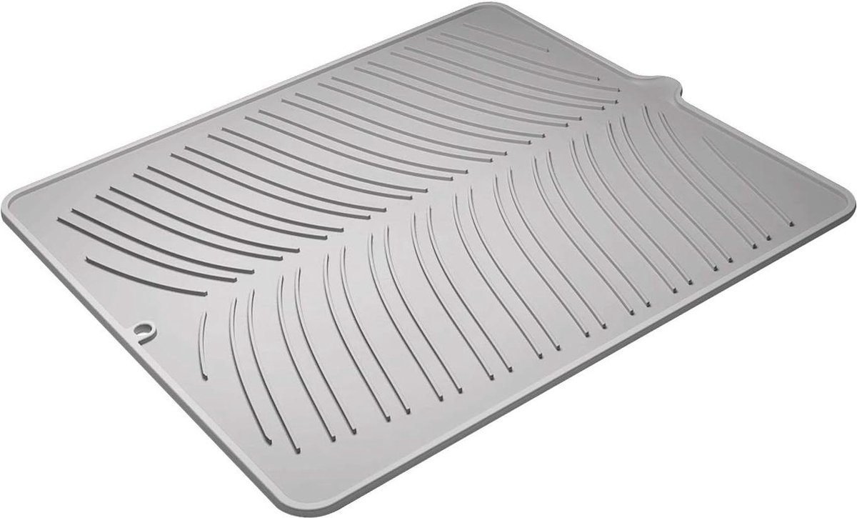 Siliconen afdruipmat hittebestendig antislip rubberen serviesmat - grijs - 41 x 36 cm