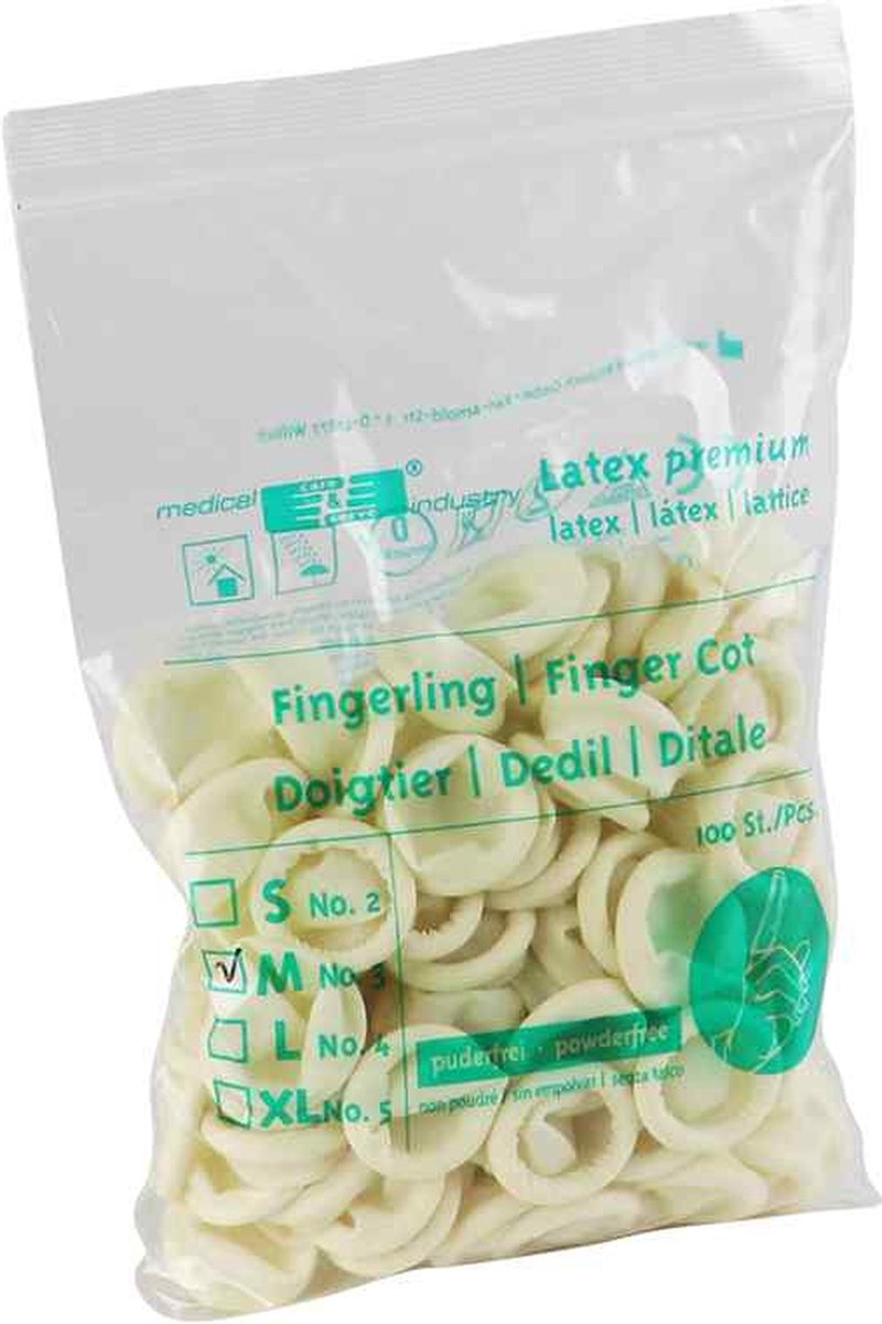 Goedkoopste Voordeelverpakking van 2 x Vingercondooms, Latex, Wit, 100 St. Mt M