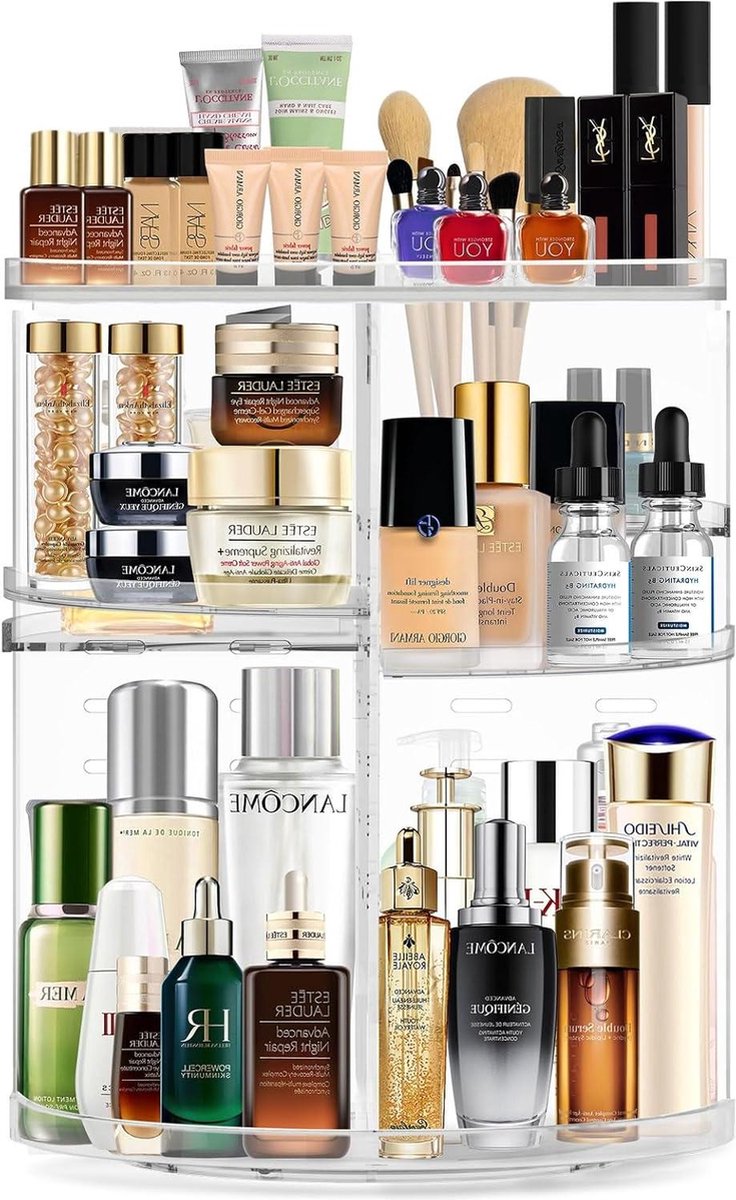 Goedkoopste Roterende acryl make-up organizer - 360° huidverzorgingsorganisator voor parfum en cosmetica - verstelbare grote capaciteit - draaiende make-up organizer