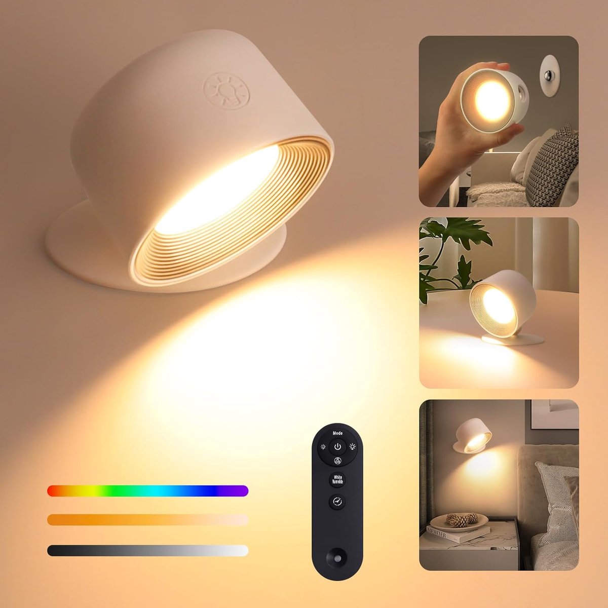 Oplaadbare Wandlamp met Bewegingssensor - Draadloos en Magnetisch - 2500mAh Batterij - Verwijderbaar en Draagbaar - Geschikt voor Gangen, Trappen, en Kasten