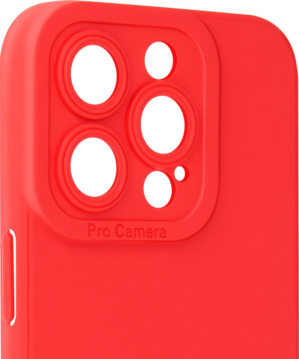 Avizar Hoes Geschikt voor iPhone 15 Pro Beveiligde camera, Rood