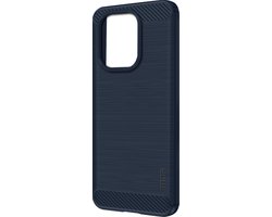Mofi, Hoes Geschikt voor Xiaomi Redmi Note 13 4G Geborsteld metaal en koolstofeffect, Blauw