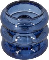 HomeBound by KY | Glazen kaarsenstandaard blauw | 5,9x5,9x6cm | omkeerbare kaarsenstandaard