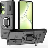 Coverup Hoesje - Geschikt voor OnePlus Nord CE4 Lite 5G Hoesje - Coverup Ring Kickstand Back Cover met Camera Shield - Zwart