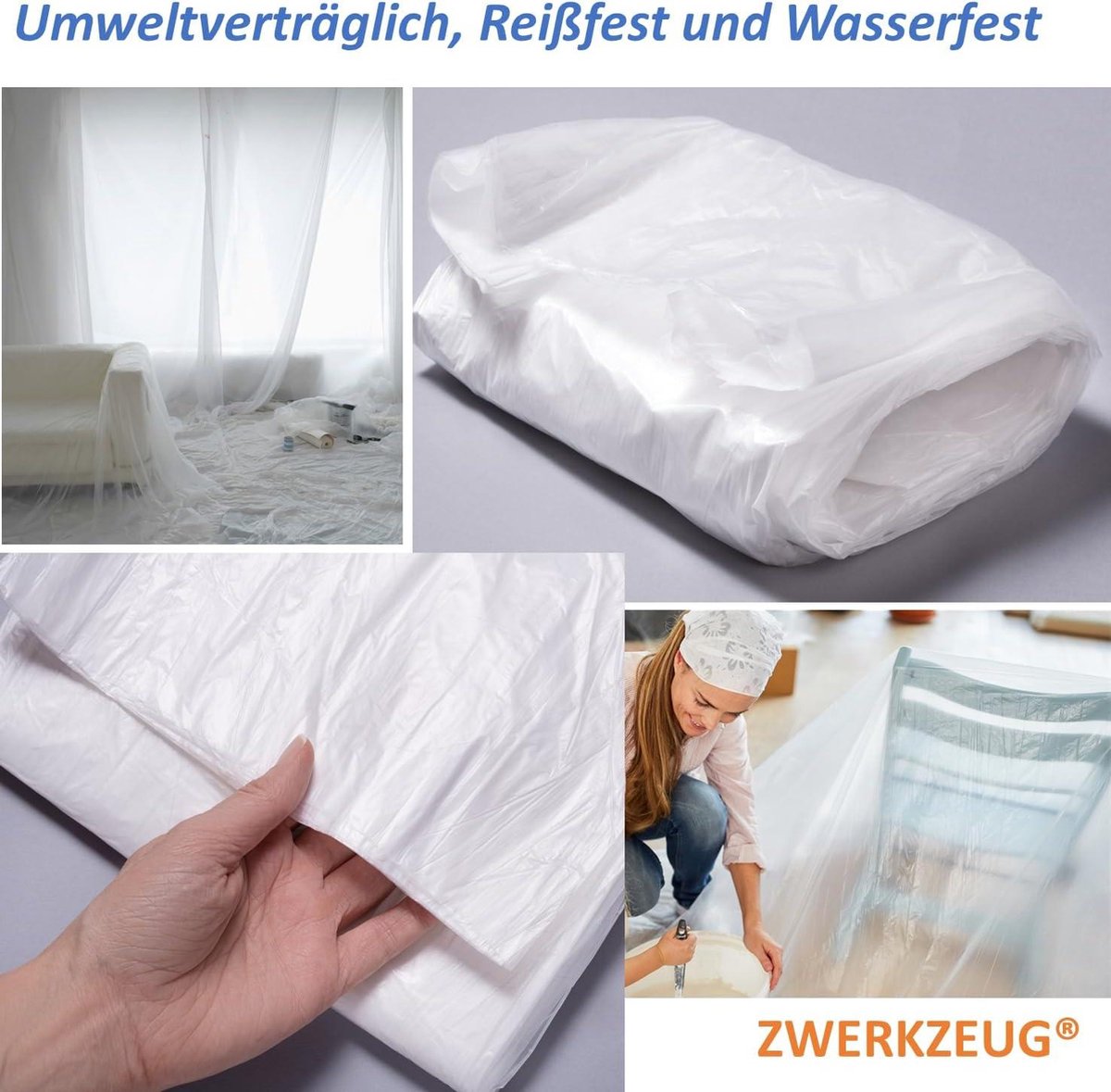 6 rollen schilders afdekfolie met plakband, schilderfolie