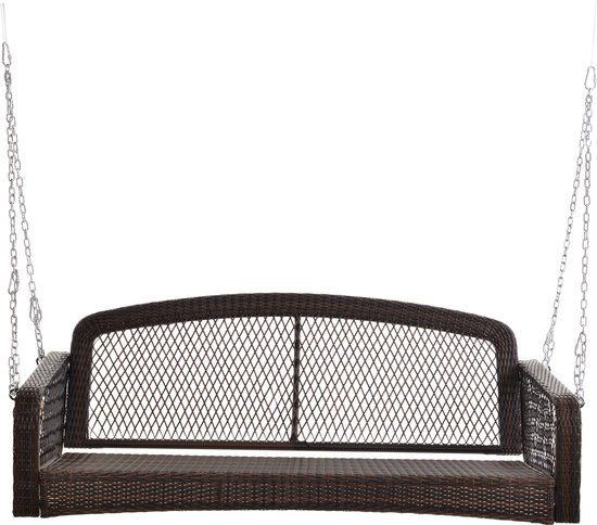 Outsunny hangbank tuinschommel schommelbank met opklapbare salontafel voor 2-3 personen sparrenhout terras terras achtertuin comfortabel 150 x 75 x 53 cm wit