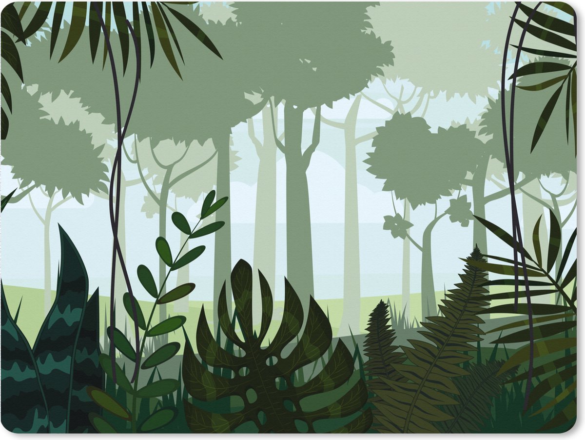 Muismat XXL 80x60 cm - Bureau onderlegger - Bureau mat Jungle - Planten - Tropisch - Jongen - Meisje - Kinderen - Bureaumat - Gaming mousepad xl - Bureaulegger groot - Computer deskmat