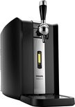 Zwart Philips PerfectDraft thuistap met een zilverkleurig frontpaneel en temperatuurdisplay.