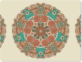 Muismat XXL - Bureau onderlegger - Bureau mat - Mandala - Patronen - Pauw - 80x60 cm - XXL muismat