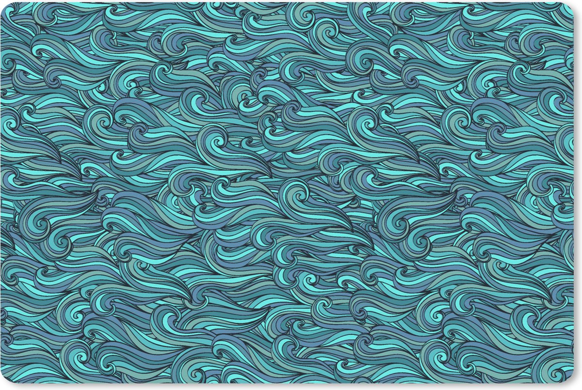 Muismat XXL 90x60 cm - Bureau onderlegger - Bureau mat Waves - Patronen - Water - Bureaumat - Gaming mousepad xl - Bureaulegger groot - Computer deskmat