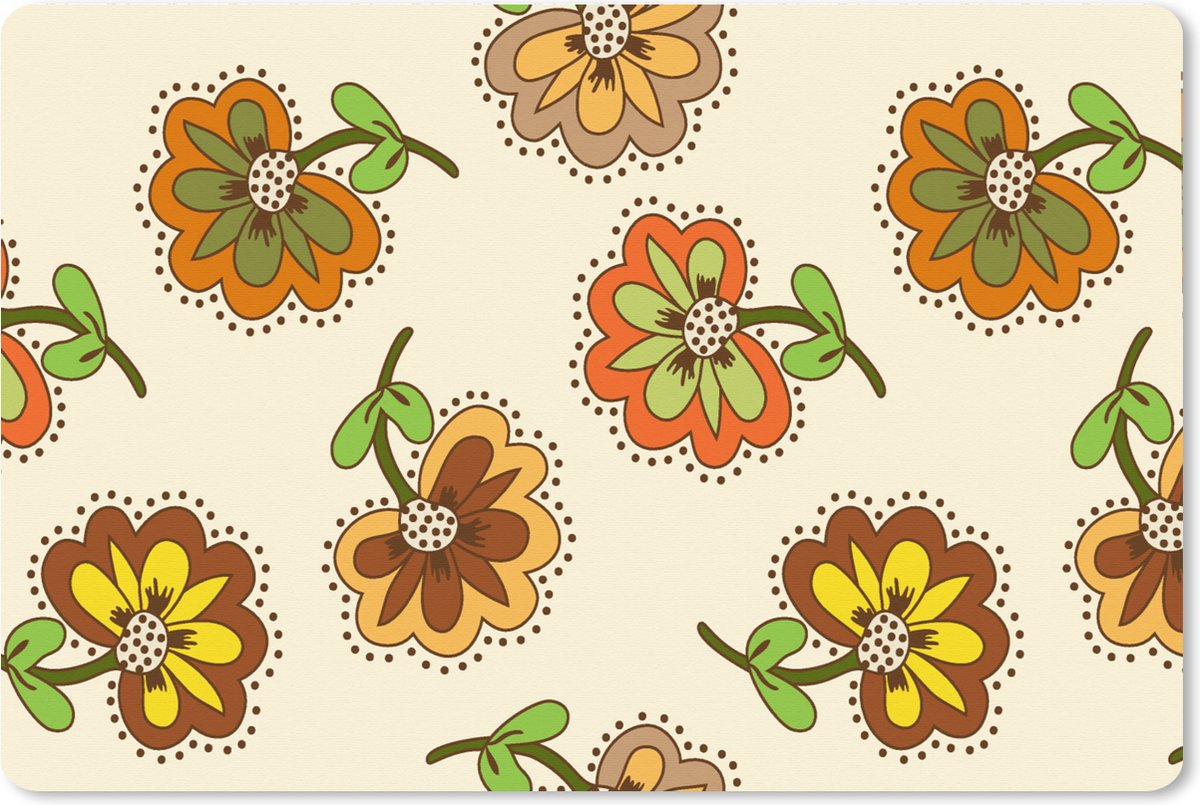 Muismat XXL 90x60 cm - Bureau onderlegger - Bureau mat Design - Bloemen - Retro - Vintage - Bureaumat - Gaming mousepad xl - Bureaulegger groot - Computer deskmat