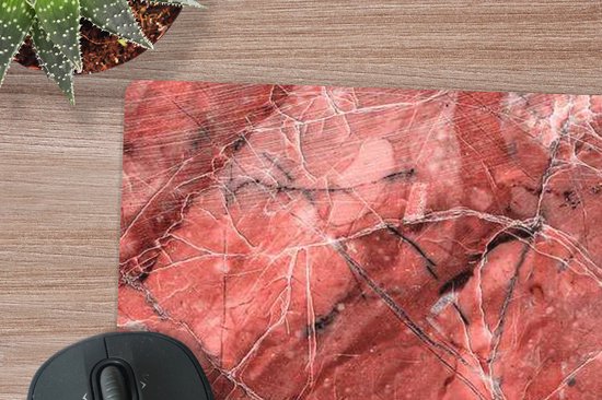 Tapis de souris XXL - Sous-main - Tapis de bureau - Granit - Rouge - Galets - Wit - 90x30 cm - Tapis de souris XXL